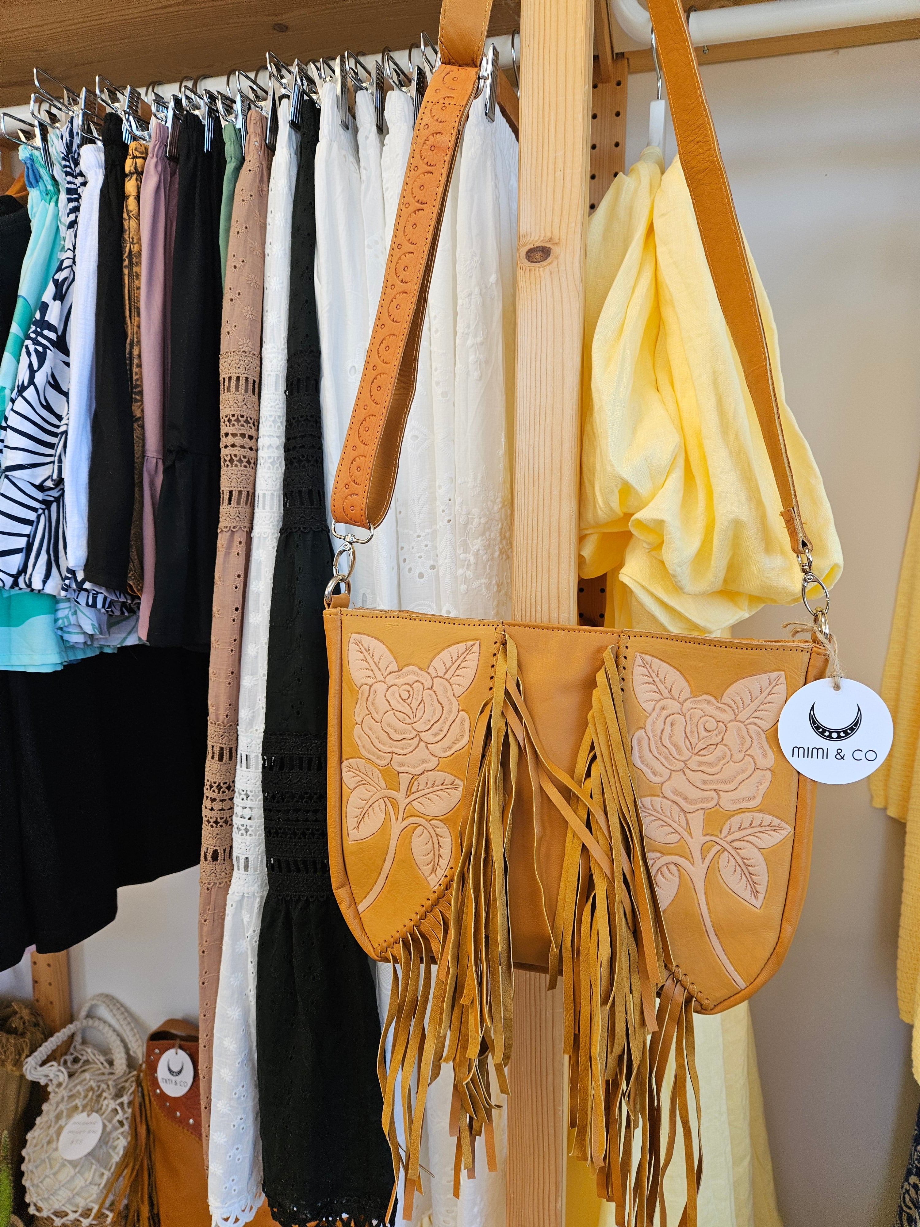 Rose carved tassle bag